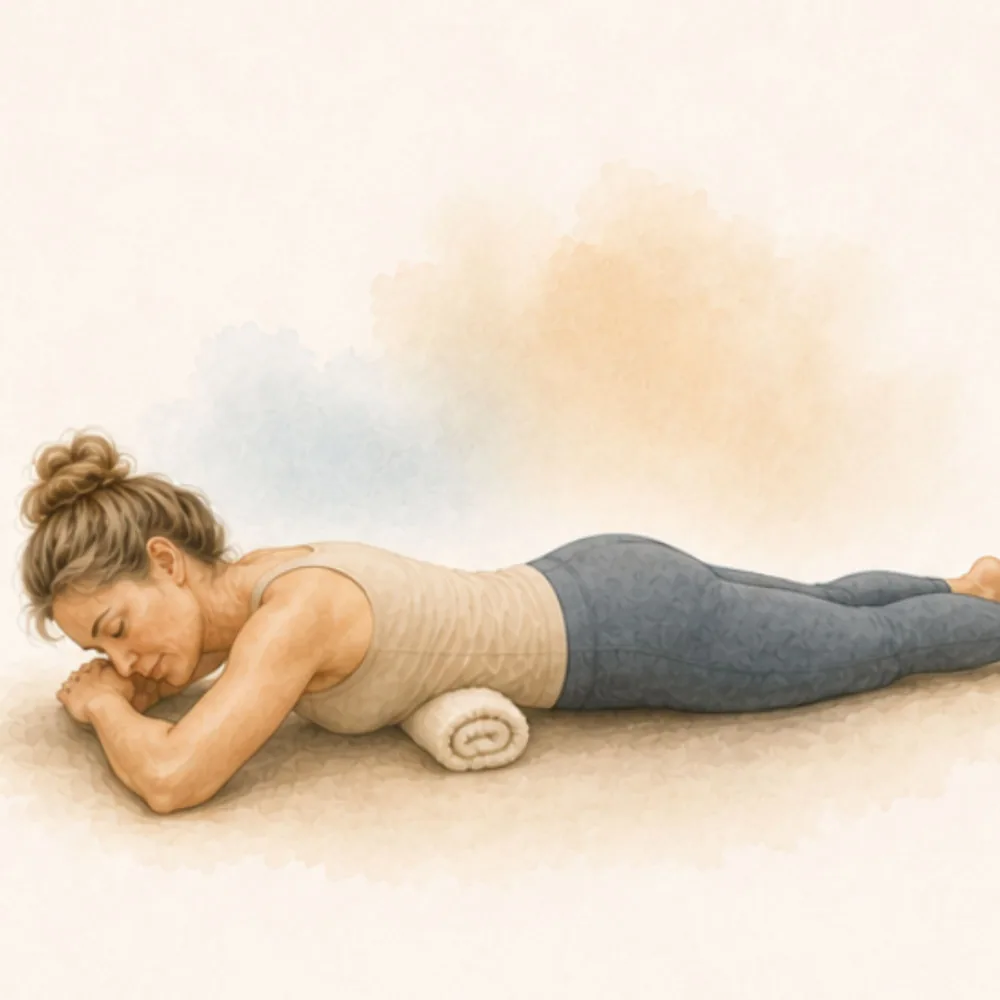 Free rolled towel fascia release class, diaphragm and breathing exercises for SloFlow practice