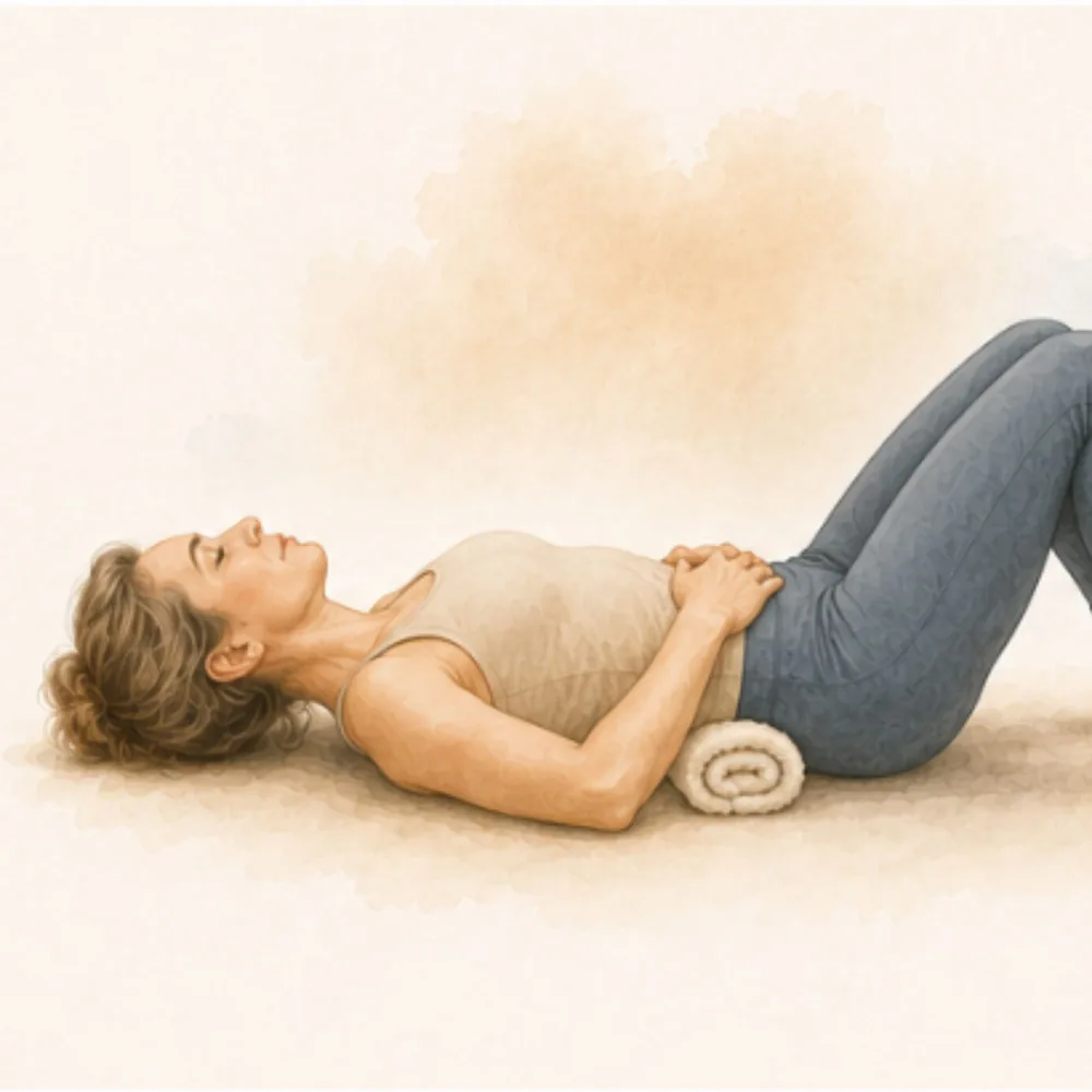 Free rolled towel fascia release class, lower back pain relief through somatic fascia release