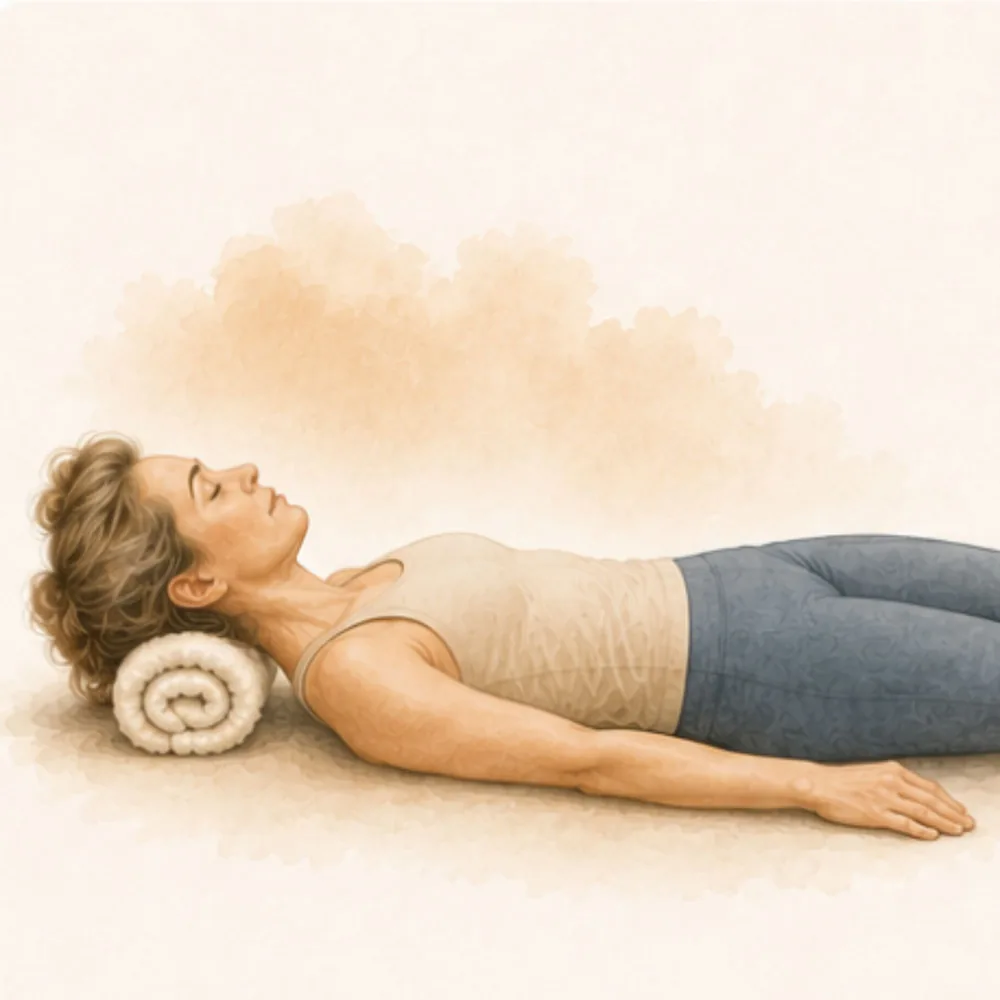 Free rolled towel fascia release class, neck tension and stiffness release through somatic movement