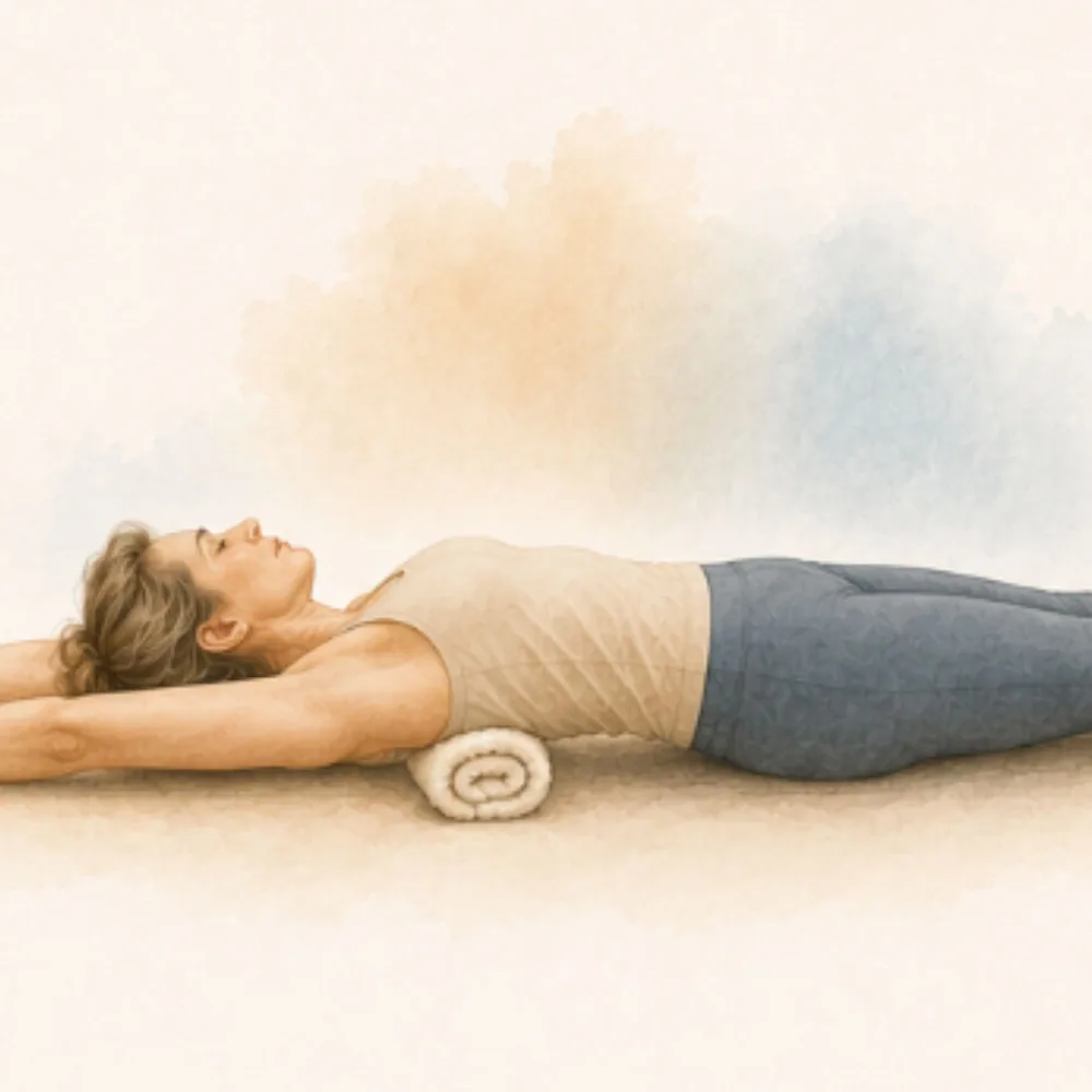 Free rolled towel fascia release class, upper back and thoracic spine release for pain relief