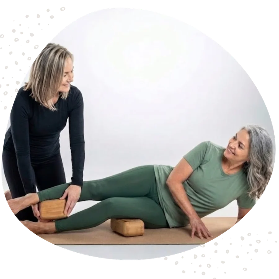 Helen Ronnenbergh guiding a client through a SloFlow leg fascia release session
