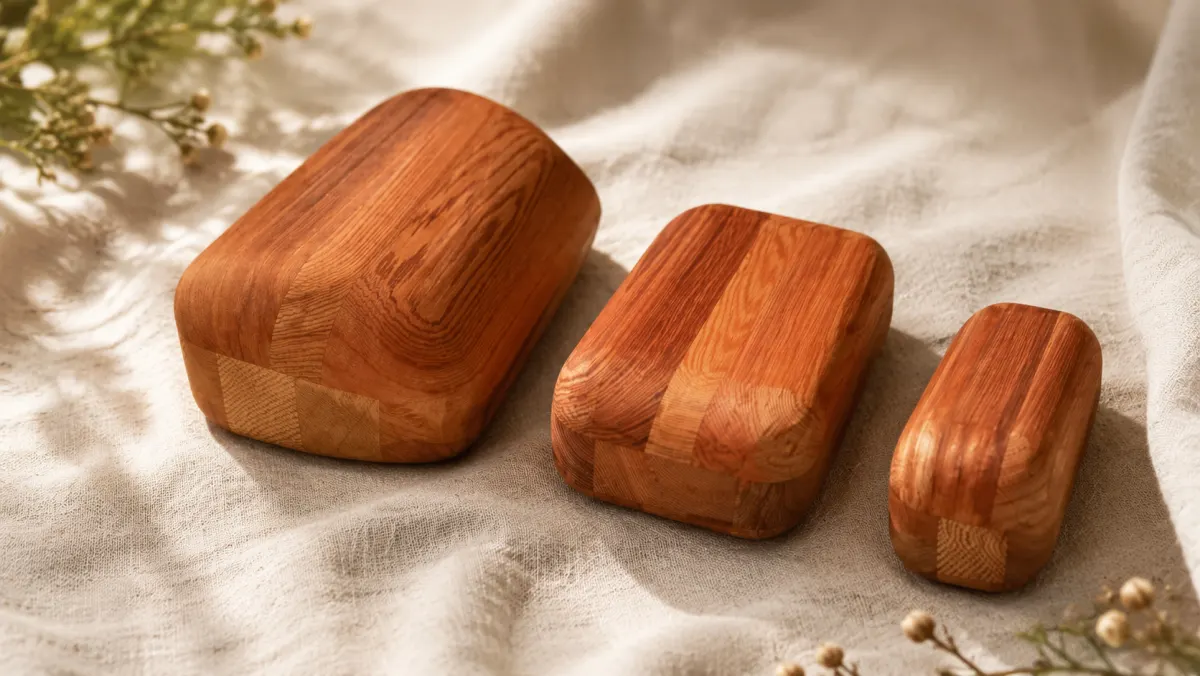 Three hand-finished cedar blocks used in SloFlow™ classes